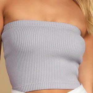 Lavender Ribbed Cropped Tube Top